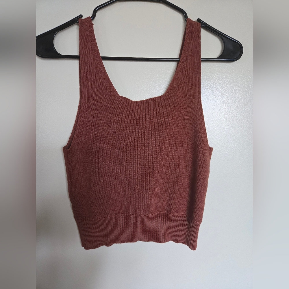 LOU & GREY Rust Knit Sleeveless Top Size XS - Picture 3 of 3
